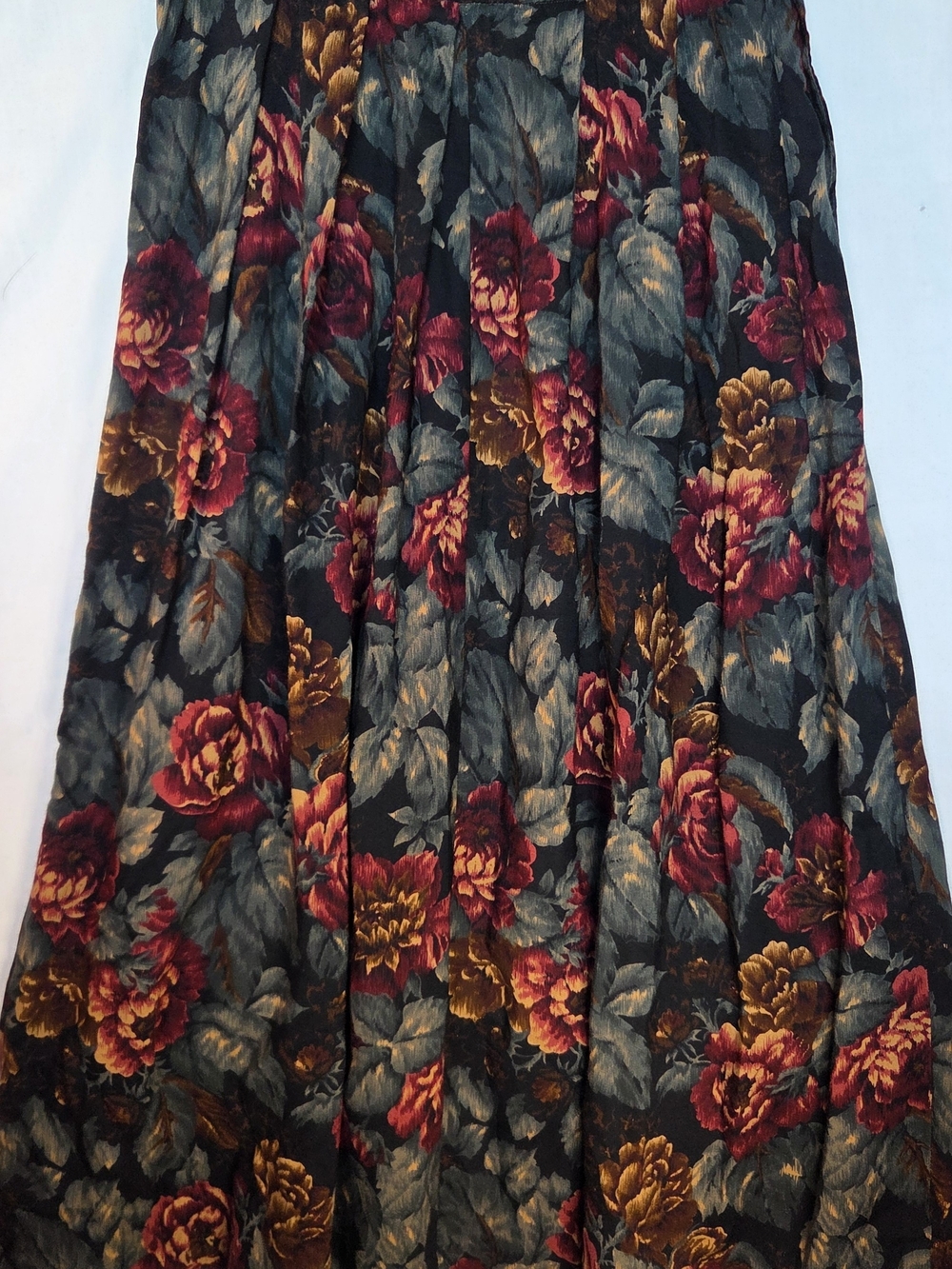 Vintage Koret Romantic Dark Floral Midi Skirt Size 8 Autumn Bohemian Academia